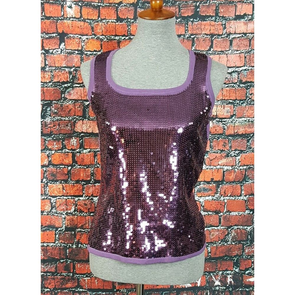 Diane Gilman Tank Top Womens Size XS Sequin Purple